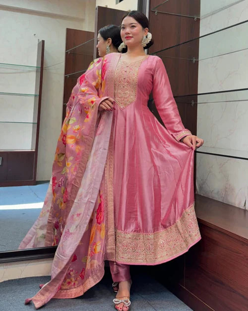 Mehfil Magic Silk Anarkali Suit with Dupatta